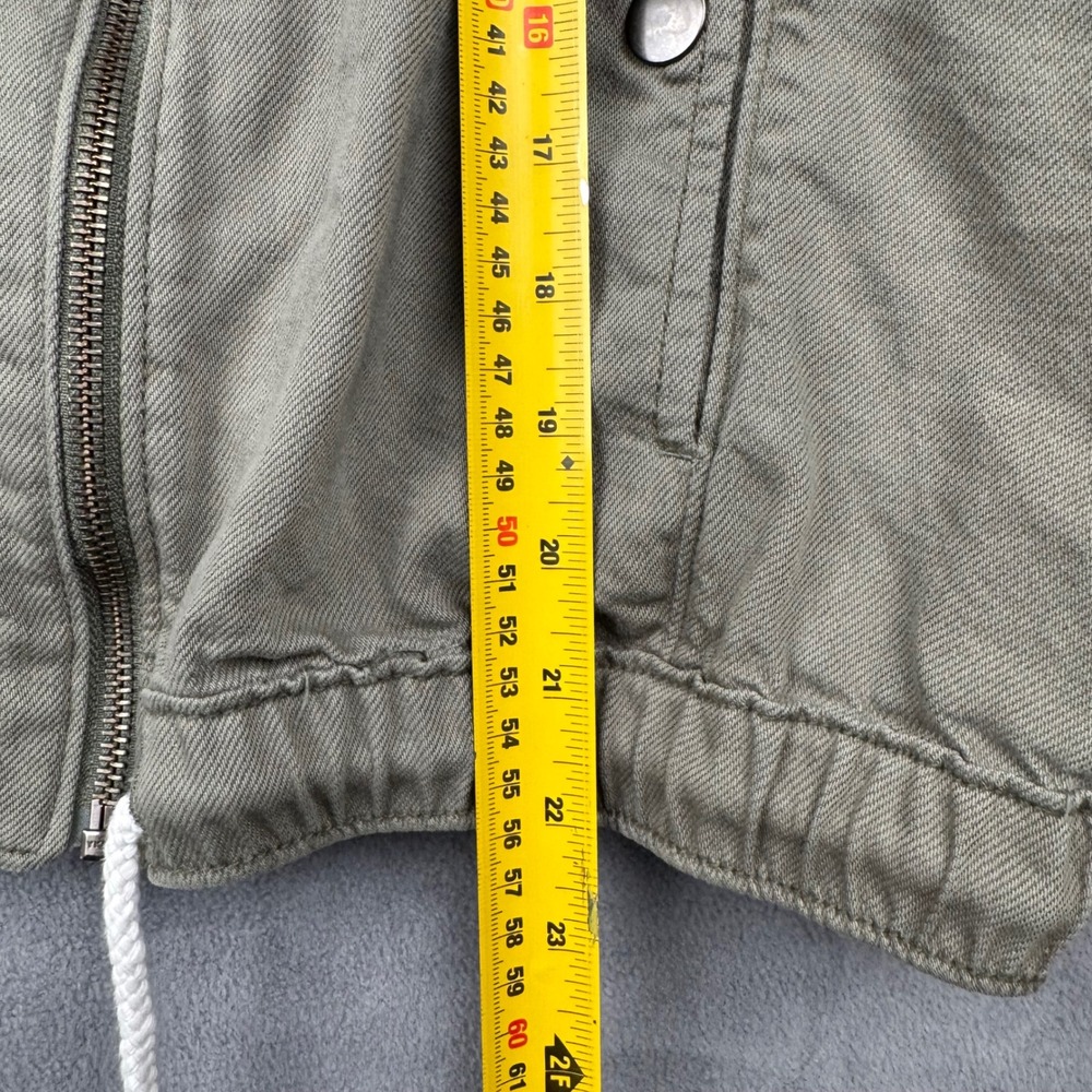 PILCRO Olive Green Utility Crop‎ Jacket Zip Front Drawstring Waist XL - Picture 5 of 8
